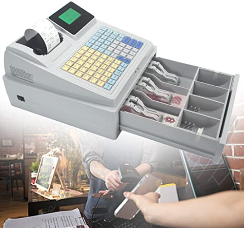 Elektronische Registrierkasse für kleine Unternehmen, Englische Kassensystem mit LED-Anzeige Und 81 Tasten, für Restaurant-Supermarkt-Einzelhandel, Mit Kassenschublade