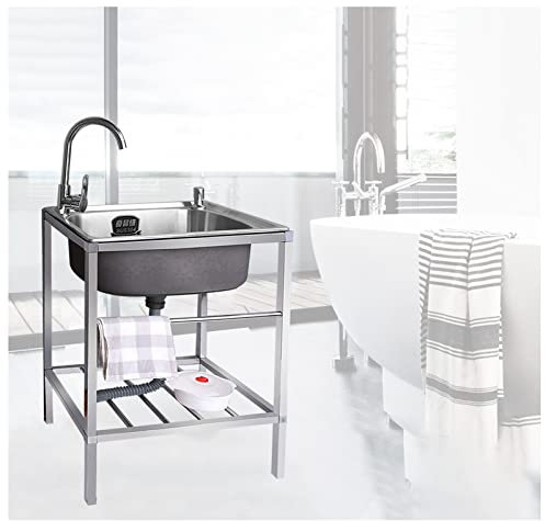 Freistehendes Waschbecken, Küchenspülen für zu Hause, Edelstahl-Waschbecken, Waschbecken für gewerbliche Waschküche, Garagenspüle, Freistehendes Waschbecken für die Außenküche, mit Wasserhah