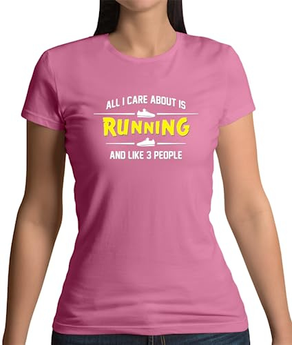 Dressdown All I Care About is Running - Womens Crewneck T-Shirt - Azalea - Large