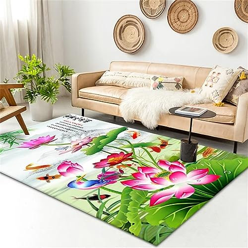 RUGMRZ Wohnzimmer Kamin Teppich Einfache dreidimensionale Malerei von Wohnzimmer und Schlafzimmer Teppich Außen grün zimmer einrichtung teenager deko wohnzimmer kamin teppich outdoor teppich wetterfes