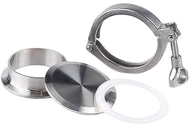 PRIMUZ 19/51/76/102/154 mm AD SS304 TriClamp-Ferrule 50,5/64/77,5/91/167 + Endkappe + Tri-Clamp 1,5 Zoll 2 Zoll 3 Zoll 4 Zoll 6 Zoll + Silikondichtung (Size : 25mm x Ferrule 50.5)