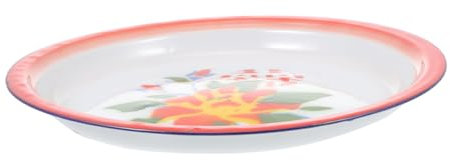 LIFKOME Plateau à Thé Rond en Émail Rétro Bords Lisses, Design Unique pour Décoration et Service Lors de Mariages ou Repas à Domicile