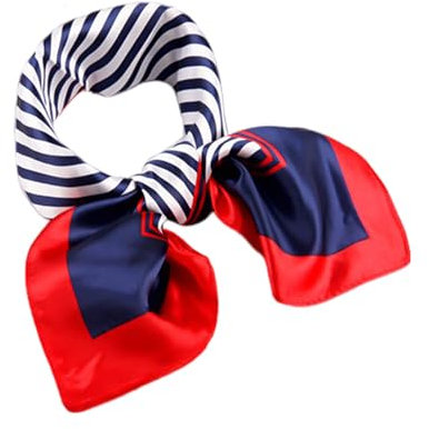 KRYMSON 2-Teiliger Nautischer Schal, Rot-Blau-Weißer Quadratischer Schal, Nautisches Matrosen-Kostümzubehör, Geeignet Für Abschlussball, Party, Cosplay Und Feier