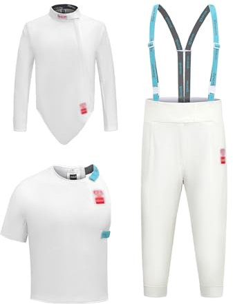 3-teiliger Fechtschutzanzug Fechtkleidung for Erwachsene Und Kinder 450N Weste/Hose/Jacke Aus Anti-Dorn-Stoff Professioneller Fechtanzug for Folien-Degensäbel (Dicke : Right Hand, Size : 60#)