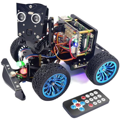 Adeept PiCar-B Mars Rover - Kit inteligente de coche para Raspberry Pi 5/4B/3B/3B+, prevención de obstáculos, seguimiento de línea, trazado de luz, cámara, reconocimiento de voz, Python, tutoriales