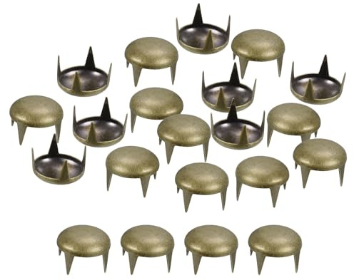 sourcing map 80Pcs Bronze Round Dome Rivets, 10mm Brass Spike Studs Spots Punk Rock Nailheads Claw Beads for DIY Clothes Belt Bag Shoes Bracelet Leather Craft