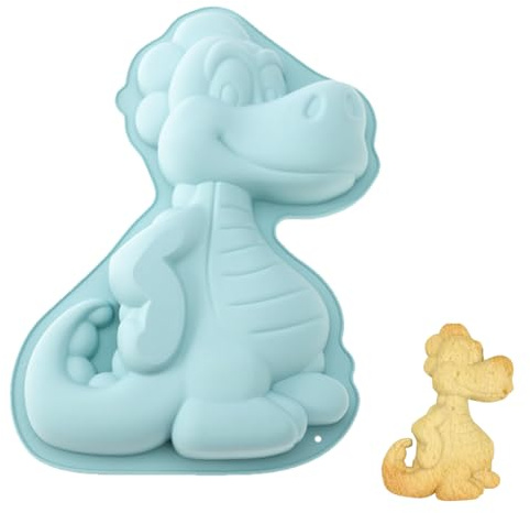 Bukezudang Kuchenform Dinosaurier Silikon, Kuchenform Dinosaurier Groß, 3D Dinosaur Baking Mould, Dino Backform Dino Kuchenforms, For Party Baking Moulds Such As Cakes Chocolates Desserts Etc.(Blau)