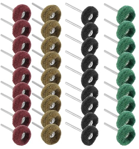 QWORK® Lot de 40 disques de polissage abrasifs, 25mm abrasifs roue de polissage, tige de 3mm, pour outils rotatifs