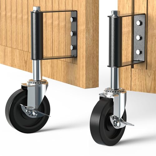 HOLKIE 2 Pack 100mm Gate Wheels - Heavy Duty Spring Loaded Swivel Castors for Wooden Gate and Fence - 100 kg Capacity per wheel