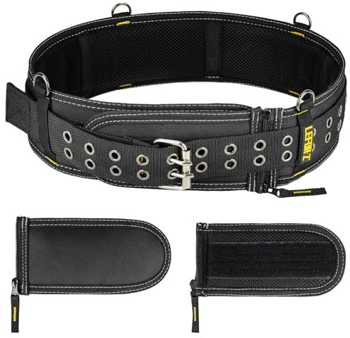 Padded Tool Belt,4-Inch Heavy Duty Tool Belts for Men,Work Belts with 4 Suspenders Ring for Electrician,Carpenter,Construction,Utility Belt,Adjustable Waist 34''-45''(Pouch not Included)
