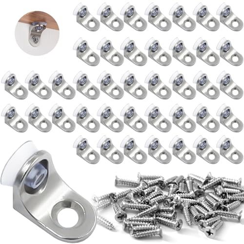 BORISCA 50 Pezzi Supporto per Ripiano Metallo, Perni per Mensole Armadio con Ventosa, Tasselli per Mensole Armadio in Acciaio Inox, Reggi Ripiani Armadio Con 50 Viti per Angolo, Staffa, Mobili, Sedia