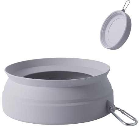 Wassernapf für Hunde aus Silikon, faltbar, für Auto, Camping, Fahrzeugmontage, 3 Modi, Weiß (Grau)