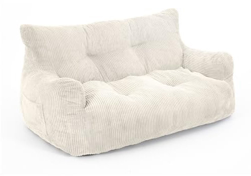 Pamapic Sitzsack, Sitzsack Erwachsene mit Füllung, Doppeltes Lounge Sessel mit Tragbarem Griff, Modernes Ergonomisches BeanBag, Indoor Sitzsäcke Stuhl für Wohnzimmer, Schlafzimmer, Spielzimmer, Beige