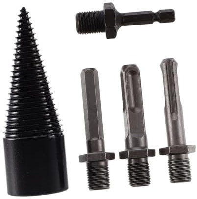CANIGHT 5-in-1 Drill Bit for Wood Splitting Firewood Drill Bit Set 4 Handles Efficient Sturdy