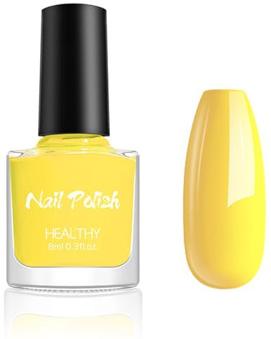 Yellow Nail Polish, Pastel Nail Polish, Yellow Nail Varnish Spring Summer Quick Dry Long Lasting, No UV Needed DIY Nail Art Manicure for Women