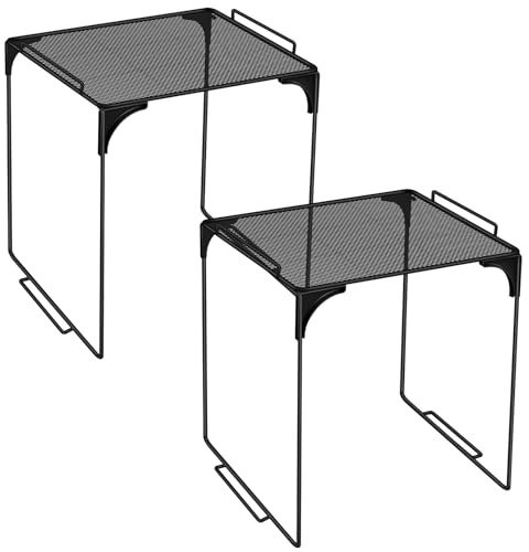 Demonwer Spind-Organizer, Regal, schwarz, stapelbar, extra Spind, Regal, Aufbewahrungsschrank, Zubehör für Schule, Büro, Zuhause, Fitnessstudio, 2 Stück