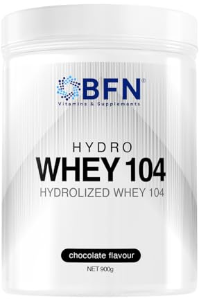 BFN Vitamins & Supplements Hydro Whey 104, Proteine Idrolizzate del Siero del Latte, 900g, 25g Proteine per Porzione, Gusto Cioccolato, Senza Glutine