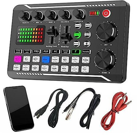 Table de mixage DJ, Kit de carte son for microphone de podcast Condensateur de studio professionnel Mic & F998 Mélangeur de son en direct for l'enregistrement de podcasting en direct