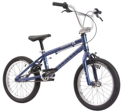 KHE ARSENIC LL 16 tums BMX-cykel 2025 – 7,9 kg lätt, aluminiumram, aluminiumkärna, U- och sidodraglbroms, tvåtonsdäck, för barn från 110 cm – Freestyle BMX för park, gata & pumpspår – blå