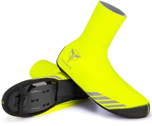 GEWAGE Cycling Shoe Covers Winter Thermal Warm Cycling Overshoes Water Resistant Windproof Bike Bicycle Shoe Covers for Man Woman (Yellow, Large)