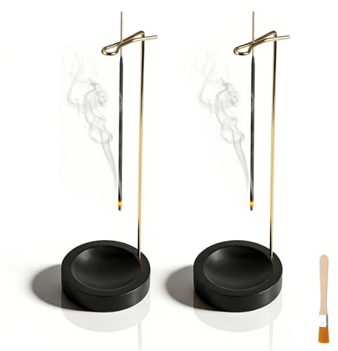 mawmuaw 2 Stück Räucherstäbchen Halter Incense Holder Räucherstäbchenhalter Handgefertigte Holz Basis Räucherstäbchen mit Pinsel für Yoga Meditation Aromatherapie Schlaf Deko