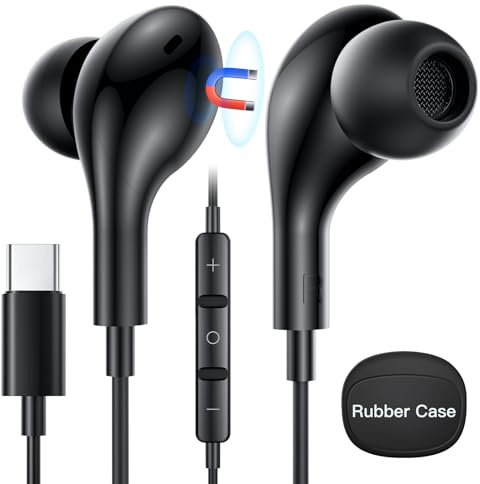 suohong Auriculares con Cable para iPhone 17 Air/16e, [Certificado MFI] Auriculares USB C In Ear, Magnéticos, Micrófono Cable Auriculares para iPhone Air/17 Pro Max/16/15/Samsung S25/S24/iPad Pro