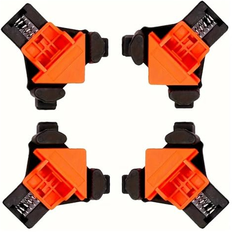 4pcs 90 Degree Corner Clamps for Woodworking - Fast Adjustable Spring Loaded Clamps for Cabinets and Photo Framing