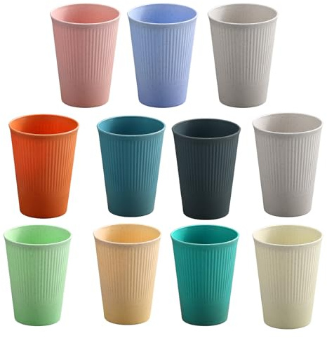 10 Pièces Gobelet Plastique Reutilisable, 350 ML Tasses Incassable Verre Réutilisable à Café Gobelets Réutilisables À Eau Durables pour Enfants pour Camping Cocktail Festival Fêtes Pique-Nique Cuisine