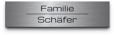 Edelstahl Türschild personalisiert V2A gebürstet mit Lasergravur - 8x2 cm - Namensschild Haustür Briefkastenschild Klingelschild - selbstklebend o. Bohrlöcher - Blechschilder wetterfest