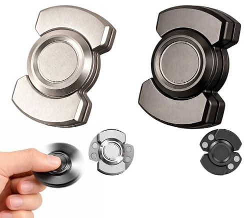 Fidget Toys, Antistress Spielzeug, 2er Pack 3-in-1 Fidget Spinner und Fidget Slider, Schwarz und Silber für Büro, Schule und Unterwegs Stress Spielzeug für Erwachsene