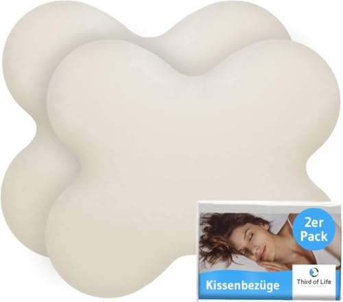Kissenbezug Elfenbein-weiß Doppelpack, Perfekt für ACAMAR Seitenschläfer-Kissen, Baumwolle (Double Jersey), Bügelfrei & trocknergeeignet, Kissenhüllen Set mit Reißverschluss, Oeko-Tex Zertifiziert | Mako-Baumwolle (Double Jersey), Bügelfrei & trocknergeeignet, Kissenhüllen 2er Set mit Reißverschluss, Oeko-Tex Zertifiziert