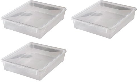 3x Aufbewahrungsboxen „Clear Box“ mit 9 Litern, 40,0 x 33,5 x 8,5 cm - transparent - stapelbar - Kunststoff/Plastik | Aufbewahrungsboxen 3er-Set, transparent, stapelbar, modular kombinierbar, Deckel abnehmbar, ohne Deckel ineinander verstaubar