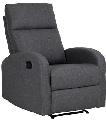 Totò Piccinni Poltrona Relax Reclinabile EUREKA, Manuale con Maniglia Laterale, Struttura in Legno, Imbottita ed Ergonomica, Ideale per Anziani e Soggiorno (Tessuto Grigio)