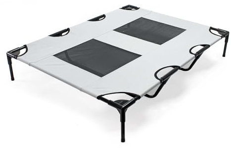 Wiltec Hundsäng på ben hundbädd campingsäng hund solstol tältsäng lyxbädd viloplats hund katt XL 122 x 93 x 20 cm grå upp till 60 kg