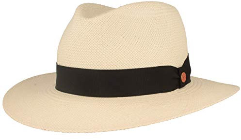 Original Panama-hatt | Stråhatt | Sommarstuga – traditionellt handtyg i Ecuador, solskydd UV 40, vattentåligt, lätt och ventilerande material., Blekt, 56