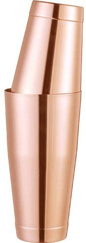 Set shaker da cocktail Boston color rame, doppio bicchiere 850ml + 530ml con base stabile, in acciaio inox