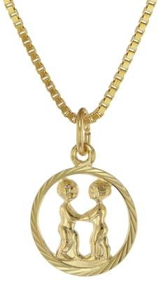 trendor Sternzeichen Zwilling 333 Gold + goldplattierte Kinder-Kette | Tierkreiszeichen, liebevoller Halsschmuck für Mädchen und Jungen, Geschenkidee,