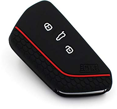 Schlüssel Hülle VF für 3 Tasten Auto Schlüssel Silikon Cover Schlüsselhülle Etui Schutzhülle (Joker Schwarz Rot)
