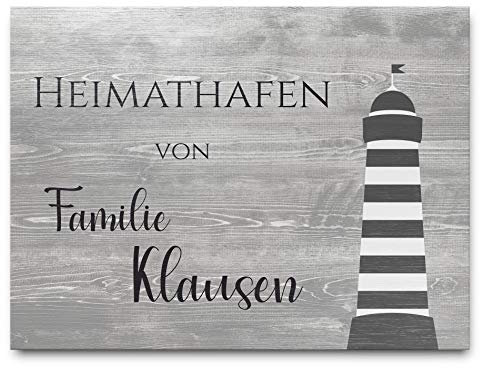Namensschilder - Familienschilder für Briefkasten - Hauswand - Haustür aus aufwendig bedrucktem Holz | in verschiedenen Größen & Montage-Optionen erhältlich