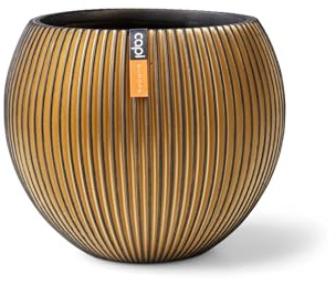 Capi Europe - Vase Boule Groove - 18x15 - Or - Ouverture Ø18 - Pot intérieur et extérieur - BGVGB102