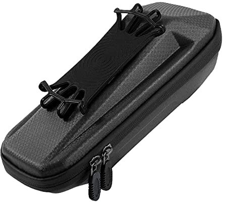 ohfruit Fahrradrahmentasche mit Handyhalterung, Fahrrad-Rahmen-Oberrohr-Tasche, Fahrradtasche, Hartschale, multifunktional, EVA-Handyhalterung, für Handys mit 4-6,5 Zoll Bildschirm, Schwarz