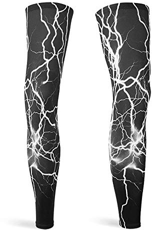 DETUCK Leg Warmers Radsport Beinlinge, Beinärmel UV-Schutz UPF50+, Eis Seide, Kühlung, Beinwärmer für Herren Damen (ein Paar) (XXL, Dunkler Blitz)