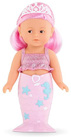 Corolle 9000240080 - Mini Meerjungfrau Nerina, Vollvinylpuppe mit halblangem Haar, Meerjungfrauflosse abnehmbar, 20cm Spielpuppe mit Vanilleduft, ab 3 Jahren