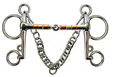 Wygwlg Morso per Cavallo, Rullo snodato in Acciaio Inossidabile, Bocca snodata Solida con Gancio a Catena binoculare, antiruggine di Alta qualità, Forniture equestri (Color : Silver, Size : 127mm)