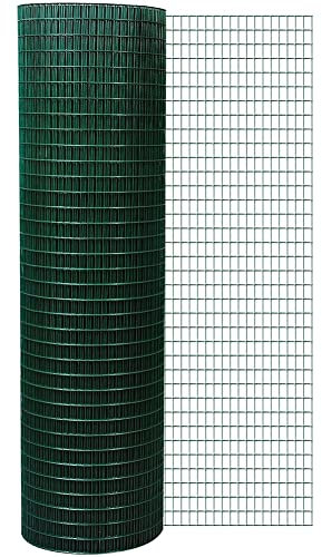 Hardware-Tuch Grünes Drahtgeflecht 6cm Quadratische Öffnungen PVC-beschichtetes Netz Galvanisierte Drahtzaunrolle Geflügelnetz Maschendraht(2.4mm,1.5x30m)