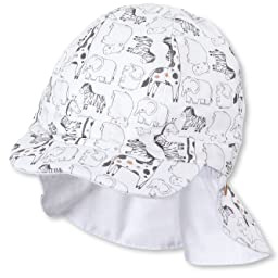 Sterntaler Baby Unisex Schirmmütze Baby Wende Schirmmütze Safari Tiere - Schirmmütze Baby, Baby Mützen - aus Baumwolle - weiß, 49