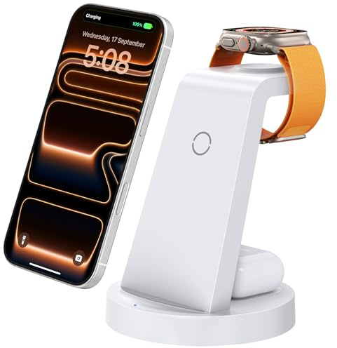 Anlmz 3 in 1 Charging Station for iPhone - Wireless Charger for Apple Products Multiple Devices - Charging Dock Stand for AirPods (for iPhone 17 16e 16 15 14 13 pro 12 11 X Max)