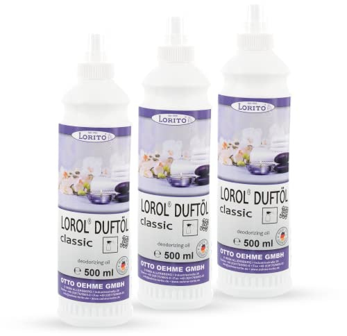 Lorito Lorol Classic Duftöl 3 x 500ml, Raumduft Spray für Toilette | Duftspray für Bad und WC, Lufterfrischer mit herrlichem Frischeduft, für ein angenehmes und frisches Raumklima