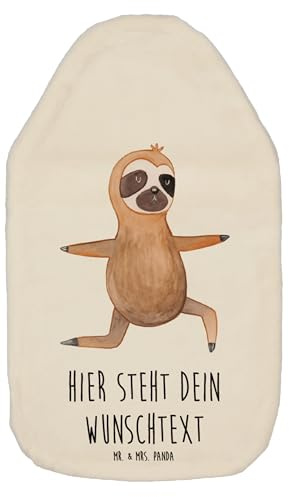 Mr. & Mrs. Panda Personalisierbare Wärmflasche Faultier Yoga - Weiß