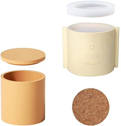 BOOWAN NICOLE Klassische Silikonform für Kerzenglas, Zementform für Kerzengefäße mit Deckel zum Selbermachen (SH0989-1 SH0989-2)